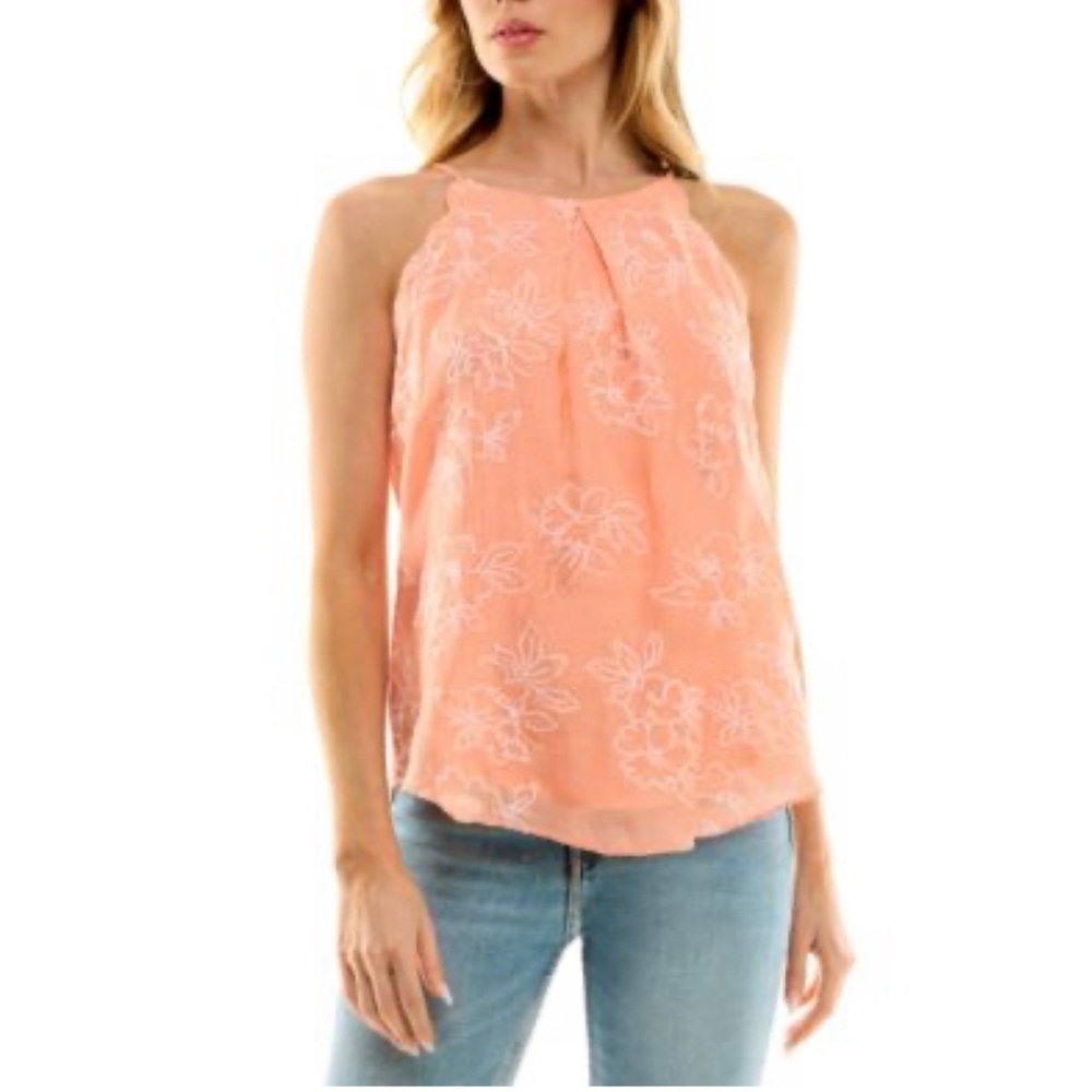 BCX Peach Floral Halter Top